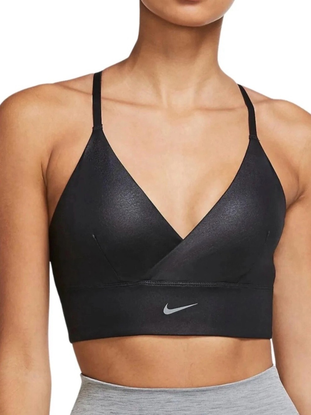Nike Indy Bra Low Support Black Crossback Padded Adjustable Pullover L